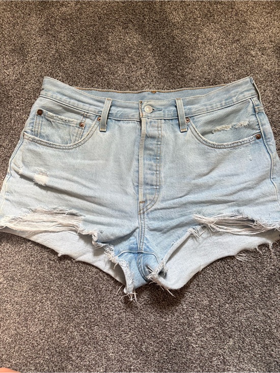 Levi's Pants - Levi's 501 Light Blue Distressed High-Rise Denim Shorts